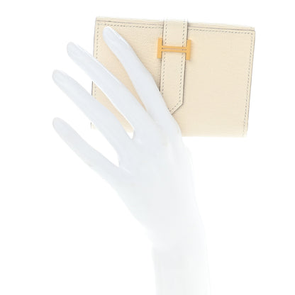 Hermes Chevre Mysore Tri-Fold Compact Bearn Wallet Nata 2 of 9