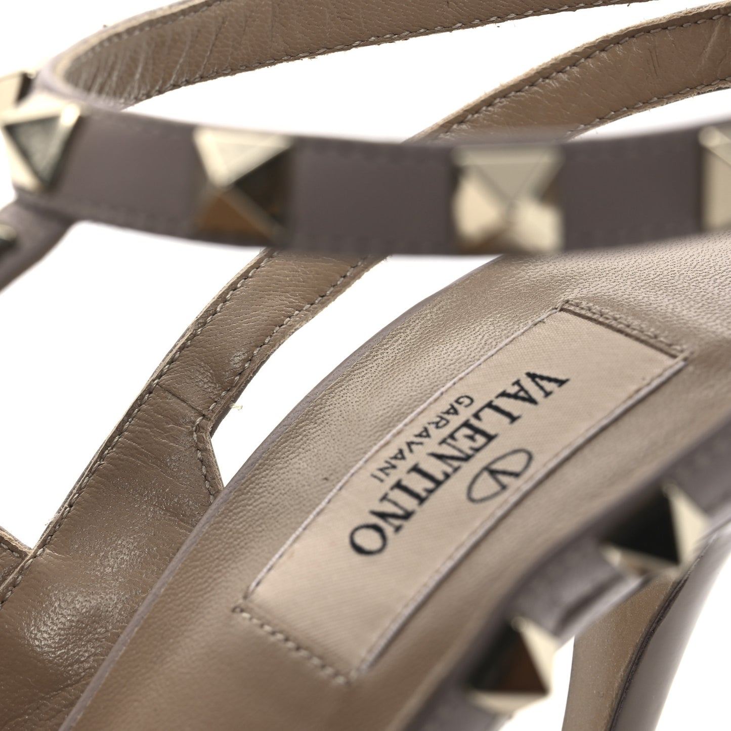 Patent Nappa Rockstud Ankle Strap 100mm Pumps 37 Poudre