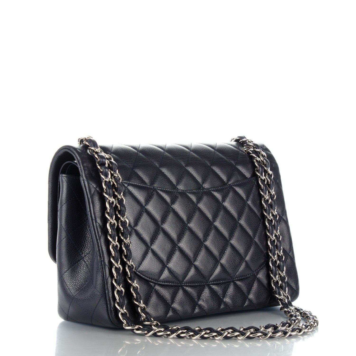 Chanel Caviar Quilted Jumbo Double Flap Navy Blue 4 of 10
