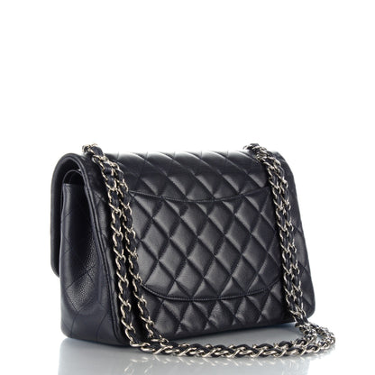 Chanel Caviar Quilted Jumbo Double Flap Navy Blue 4 of 10