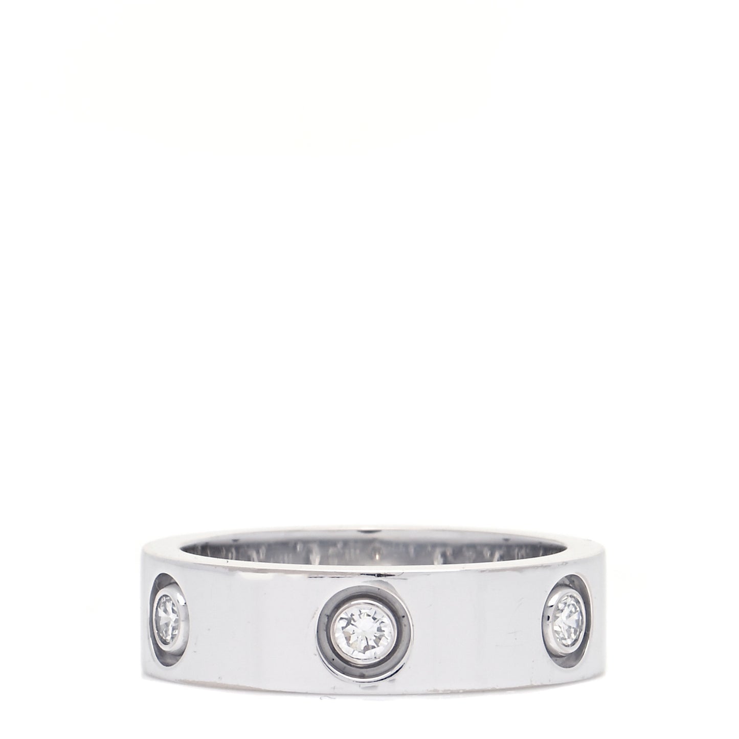 18K White Gold 6 Diamond 5.5mm LOVE Ring 54 7