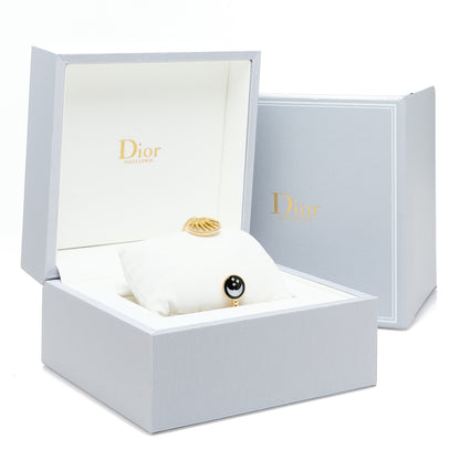 Christian Dior 18K Yellow Gold Diamond Black Onyx Mother of Pearl Celeste Cuff Bracelet 4 of 4
