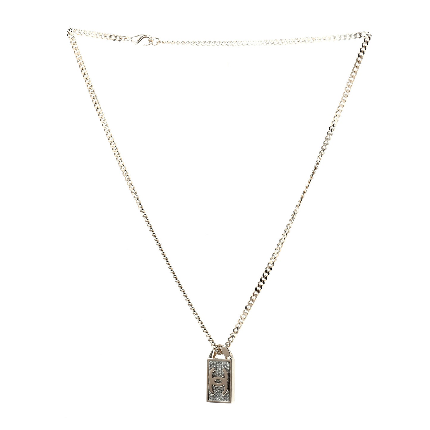 Crystal Dog Tag Chain Necklace Gold