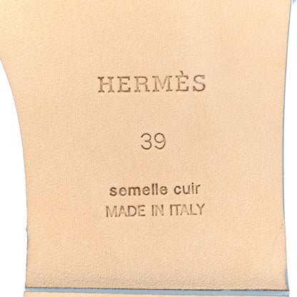 Hermes Box Calfskin Oran Sandals 39 Bleu Cameo 6 of 9