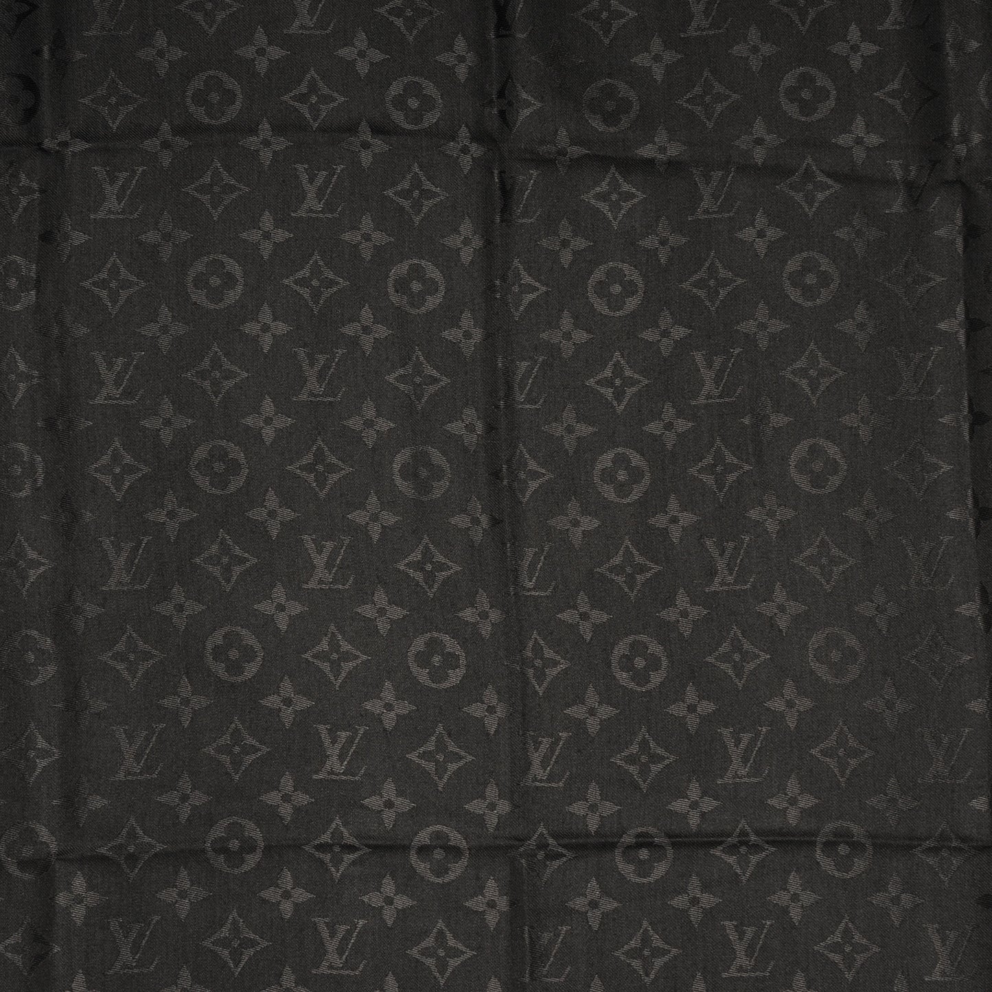 Silk Wool Monogram Shawl Black