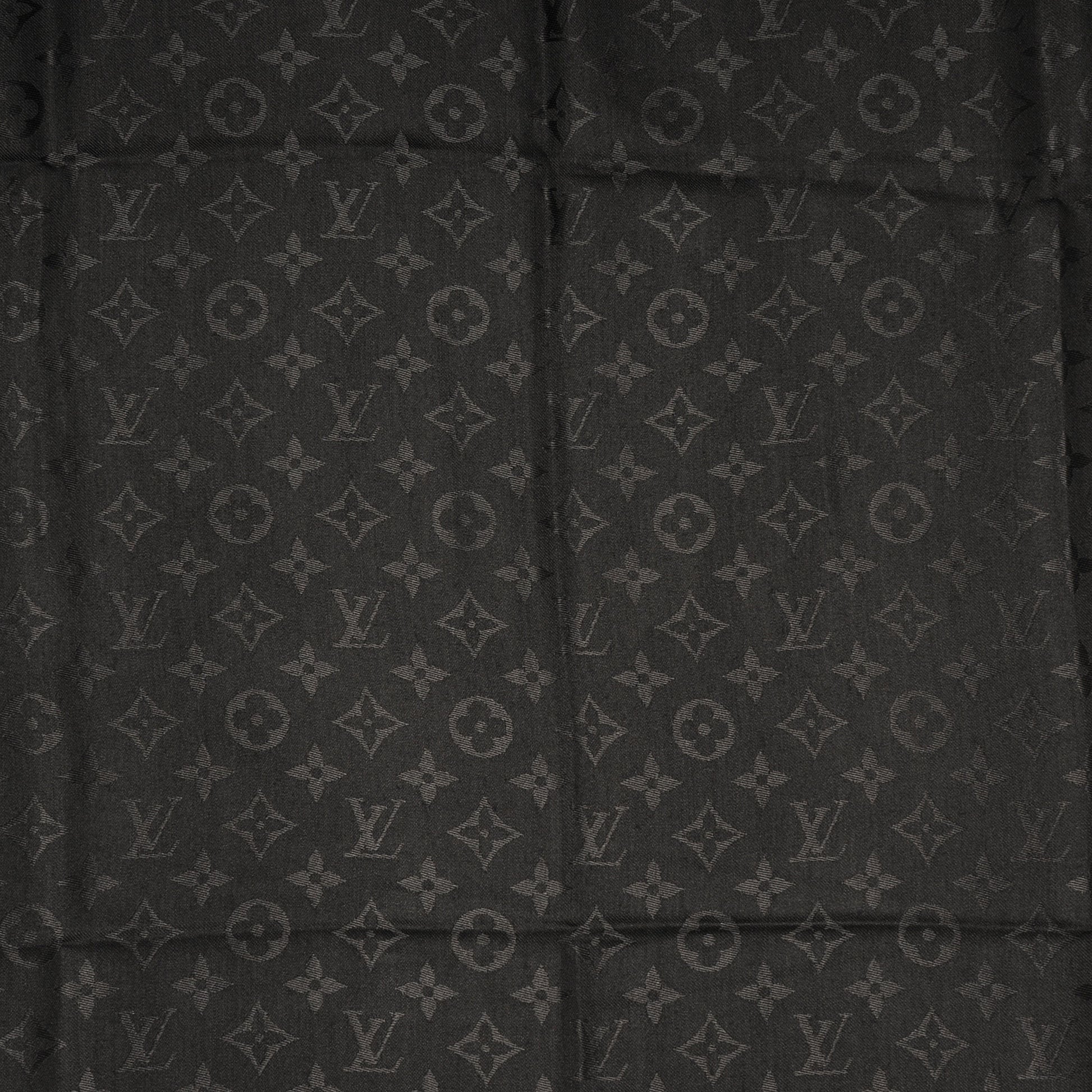 Louis Vuitton Silk Wool Monogram Shawl Black 4 of 5