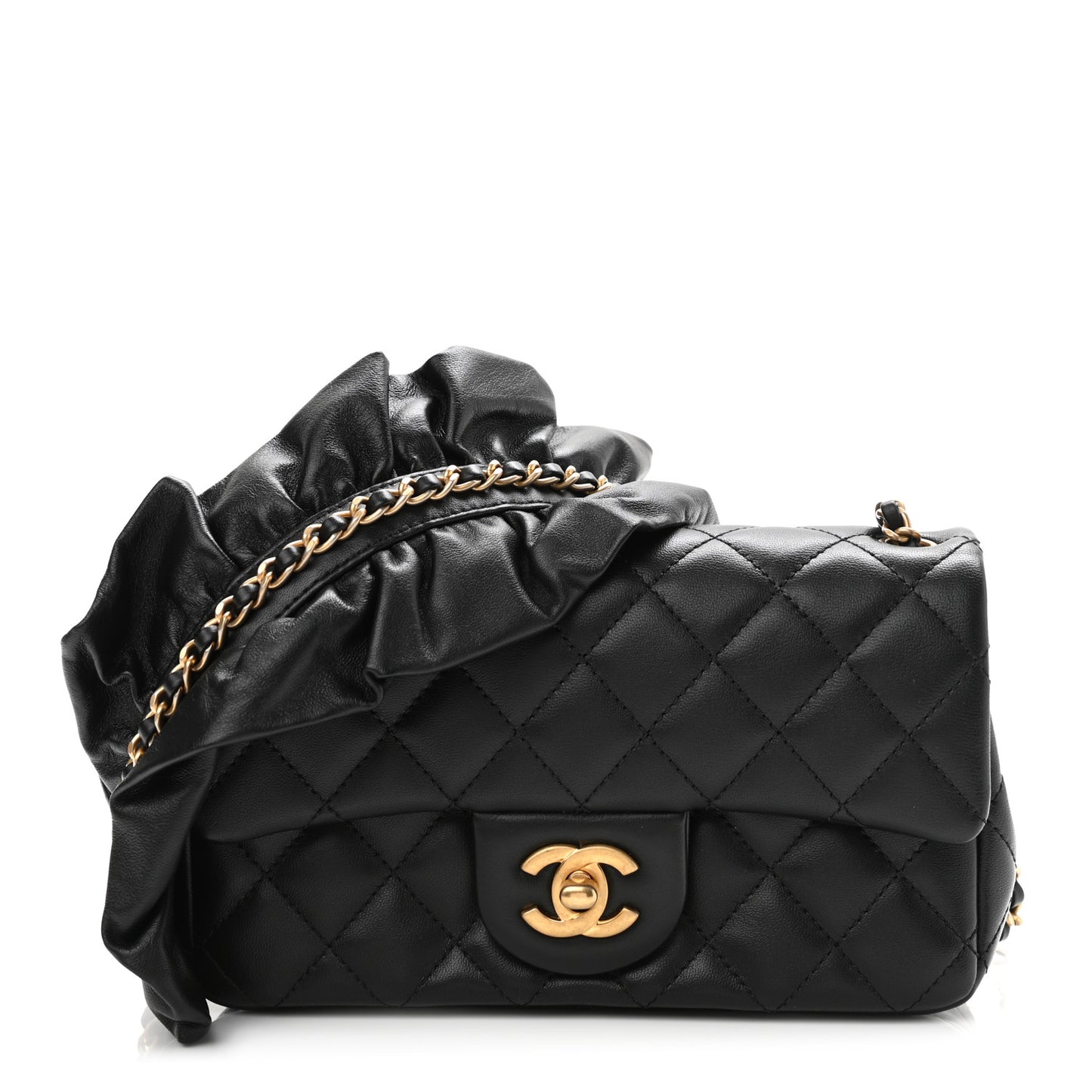 Lambskin Quilted Mini Romance Rectangular Flap Black