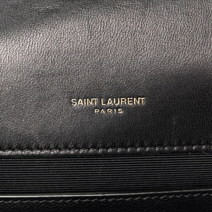 Saint Laurent Lambskin Mixed Matelasse Triquilt Medium Monogram Satchel Black 6 of 11