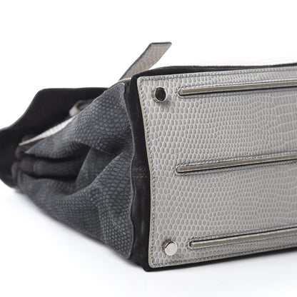 Saint Laurent Calfskin Lizard Embossed Large Muse Two Grey 6 of 10