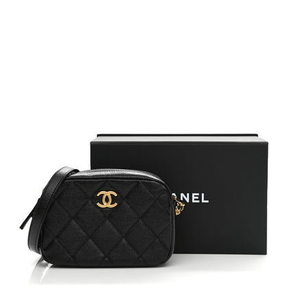 Chanel Shiny Caviar Quilted Chain Melody Camera Bag Black 10 of 10