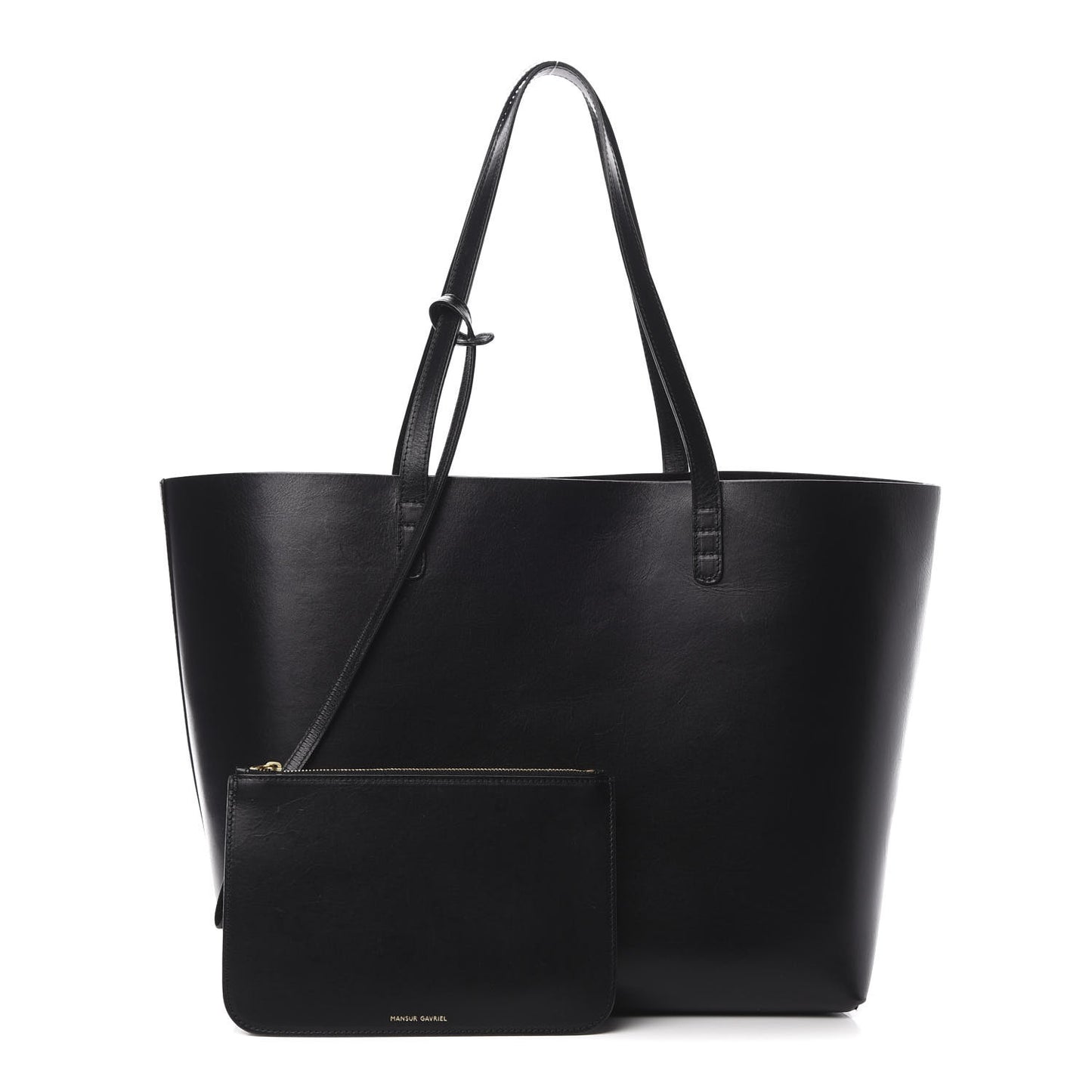 Smooth Calfskin Large Shopping Tote Black Argento