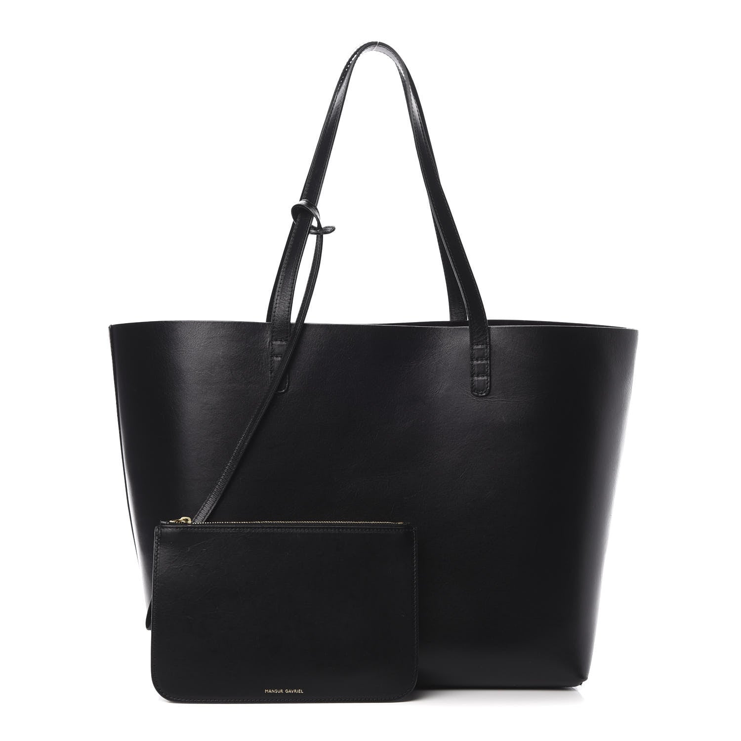 Mansur Gavriel Smooth Calfskin Large Shopping Tote Black Argento 1 of 17