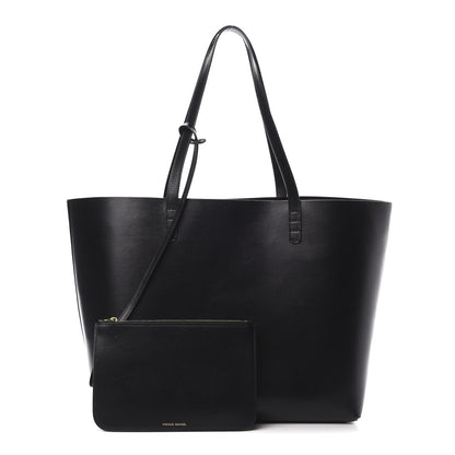 Mansur Gavriel Smooth Calfskin Large Shopping Tote Black Argento 1 of 17