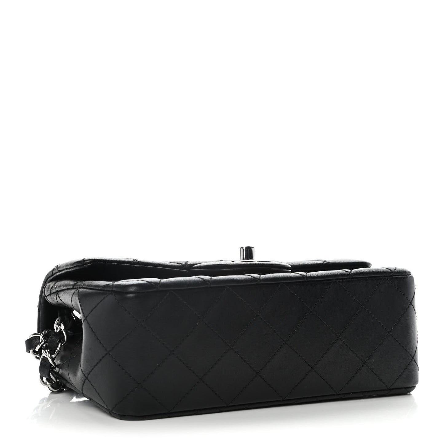 Lambskin Quilted Mini Rectangular Flap Black
