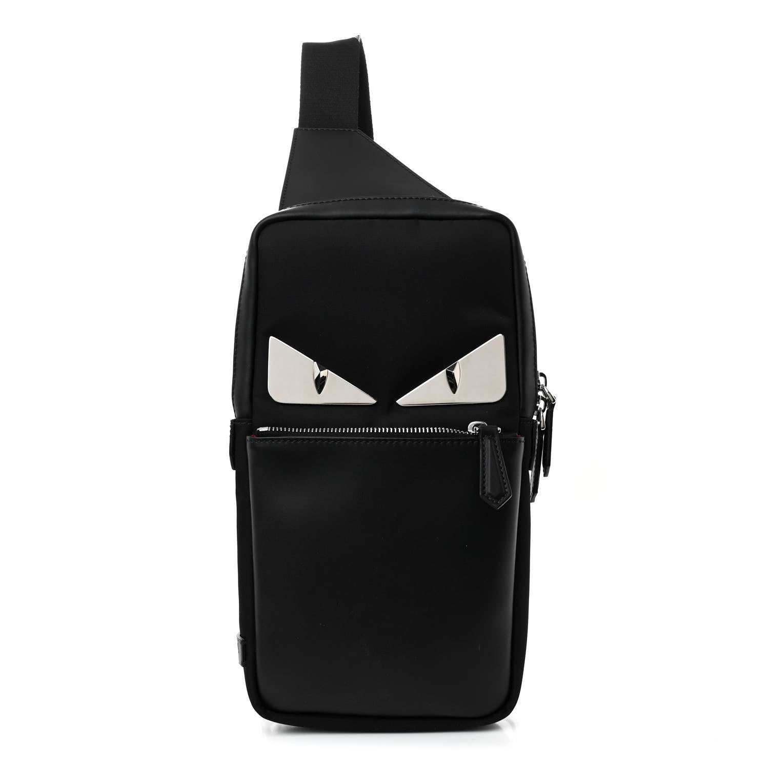 Fendi Nylon Vitello Liberty Metal Monster Eyes Sling Bag Black 1 of 11