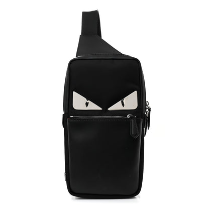 Fendi Nylon Vitello Liberty Metal Monster Eyes Sling Bag Black 1 of 11