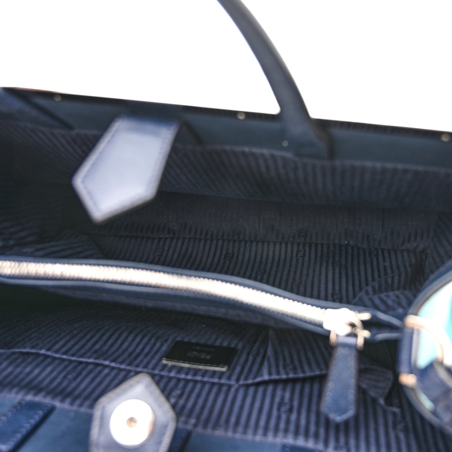 Vitello Elite Colorblock Regular 2Jours Tote Lavagna Lago Oceano