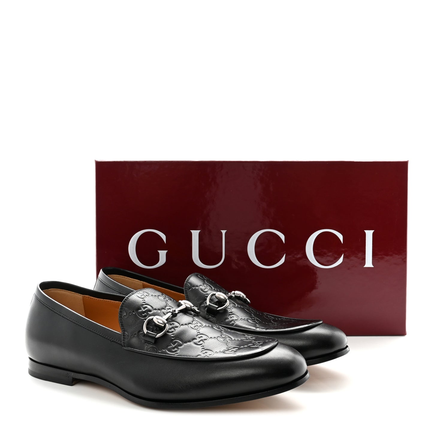 Real Betis Glamour GG Embossed Calfskin Mens Jordy Horsebit Loafers 9 Black