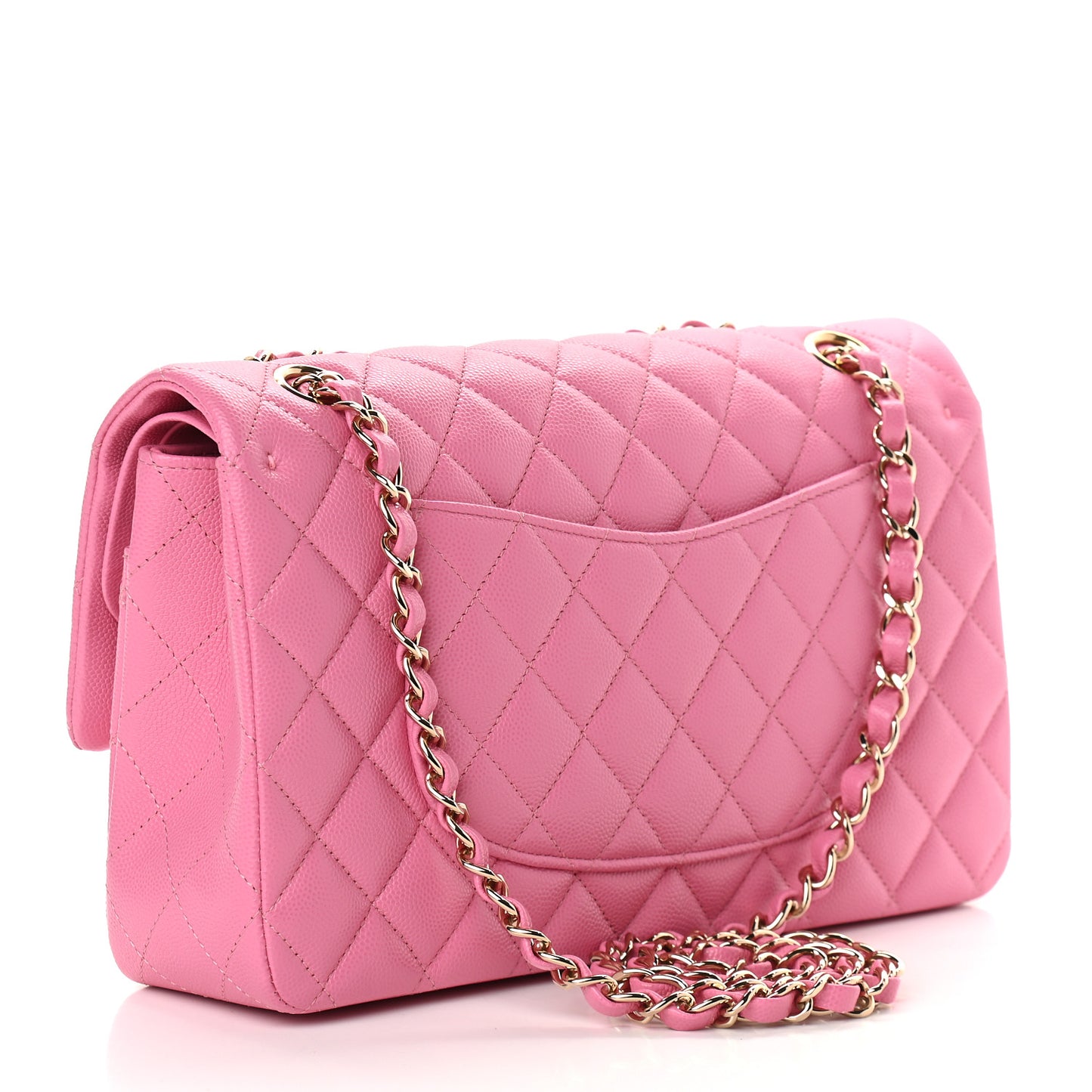 Caviar Quilted Medium Double Flap Pink