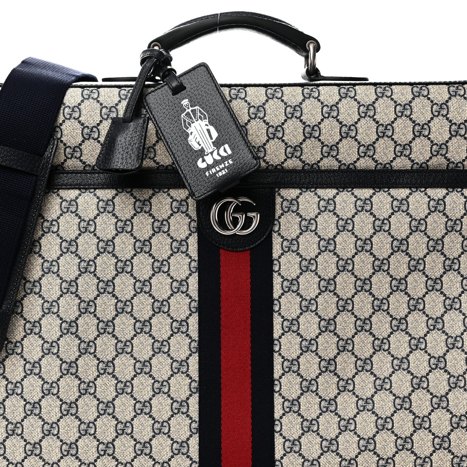 Gucci GG Supreme Monogram Web Savoy Garment Bag Beige Blue 7 of 9