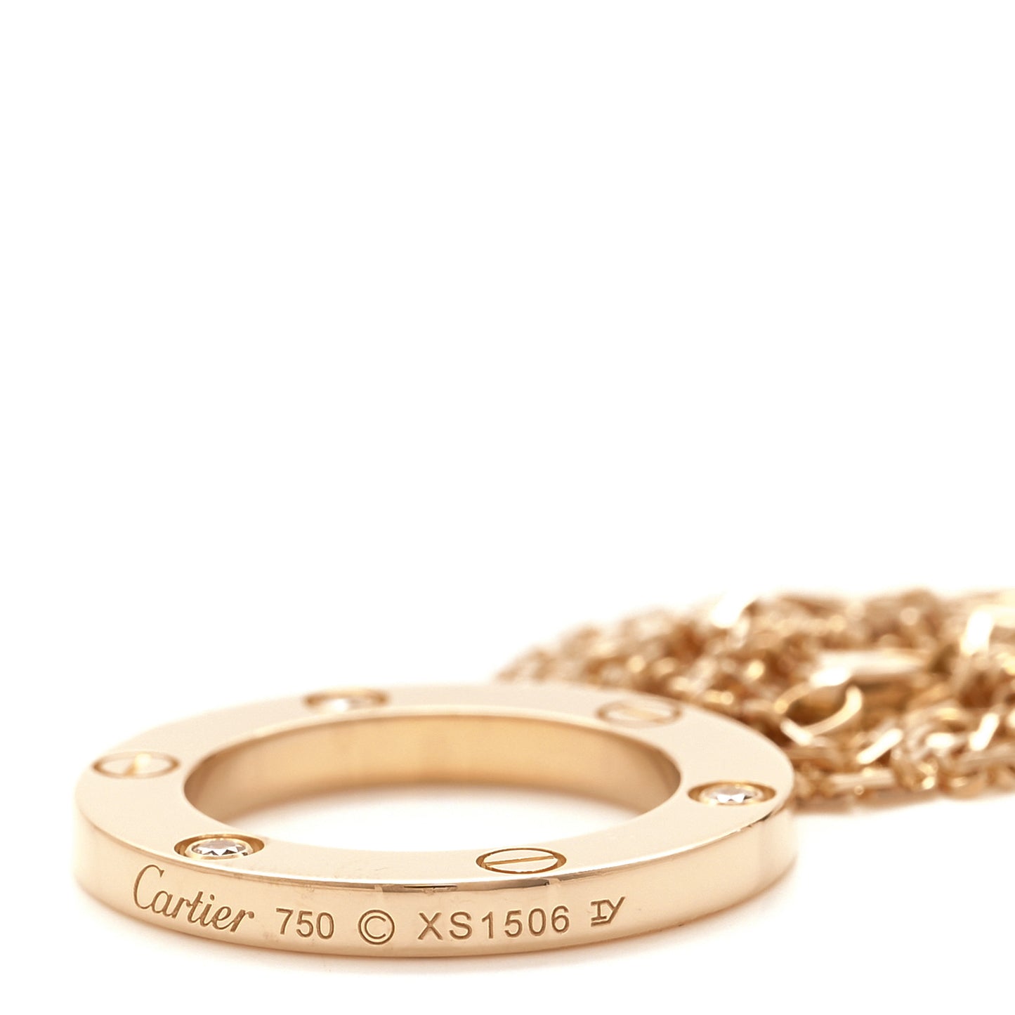 18K Pink Gold 3 Diamonds LOVE Pendant Necklace