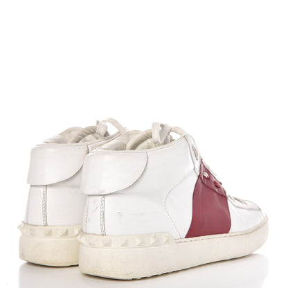 Valentino Garavani Calfskin Womens Rockstud Open High Top Sneakers 40 White Red 4 of 16