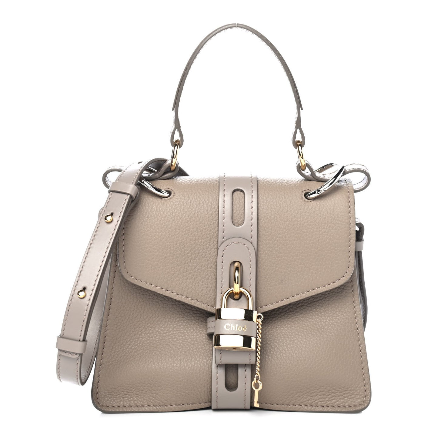 Shiny Grained Calfskin Small Aby Day Shoulder Bag Motty Grey