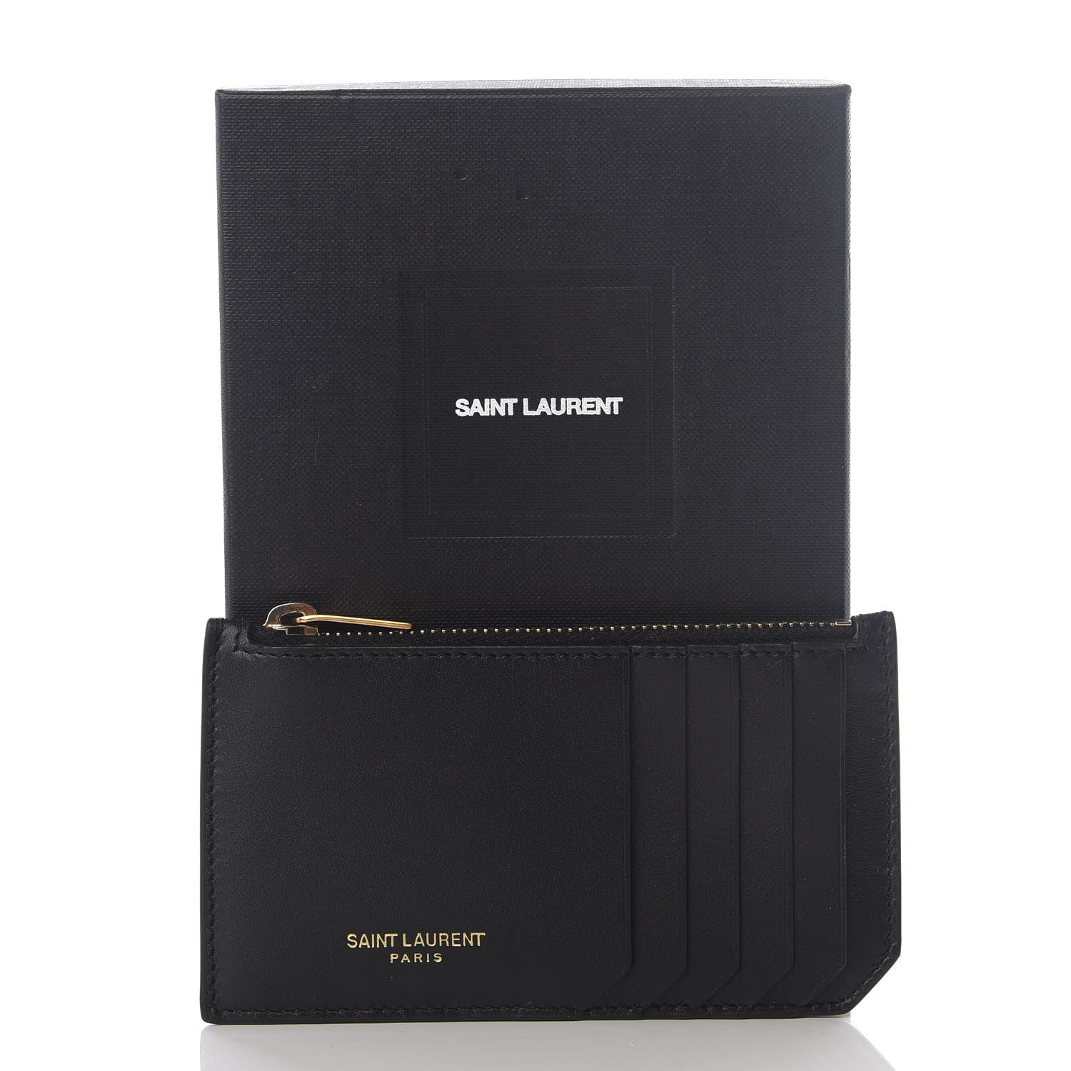 Saint Laurent Calfskin 5 Fragments Zip Pouch Card Holder Black 7 of 7