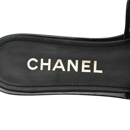 Chanel Mesh Patent Calfskin CC Mules 37 Black 5 of 9
