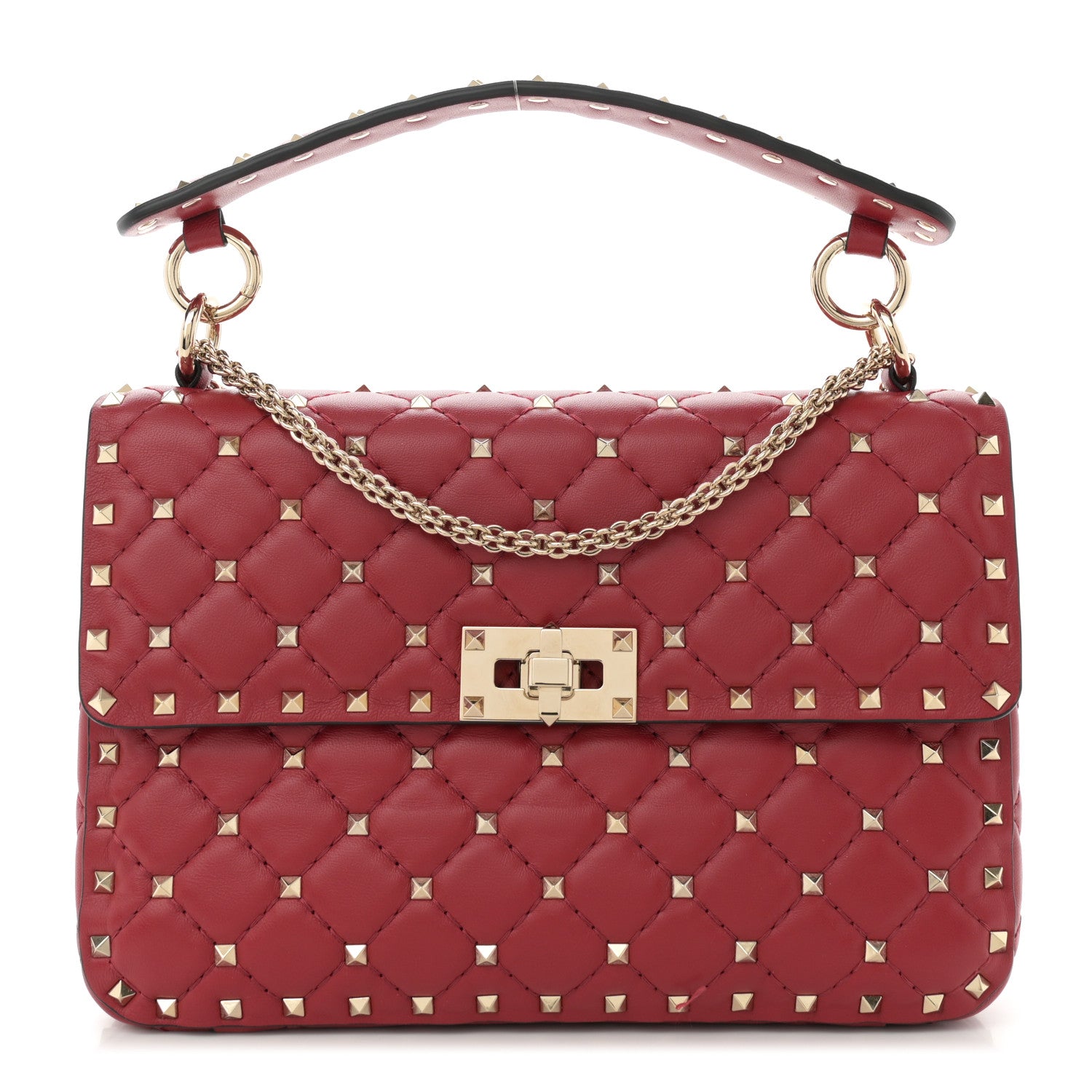 Valentino Garavani Nappa Medium Rockstud Spike Shoulder Bag Rosso Valentino 1 of 10