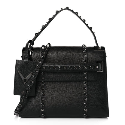 Valentino Garavani Grainy Calfskin Onyx Small My Rockstud Rolling Frame Bag Black 1 of 8