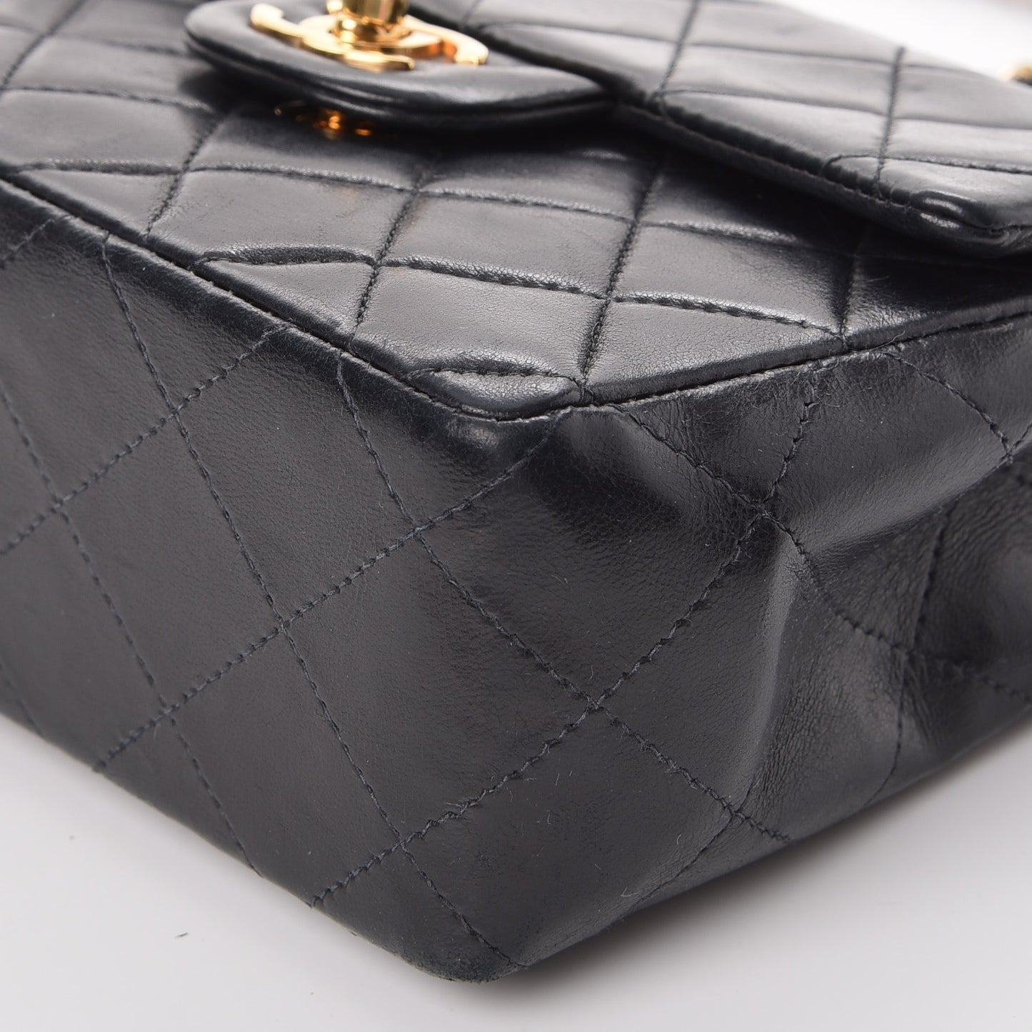 Lambskin Quilted Mini Square Flap Black