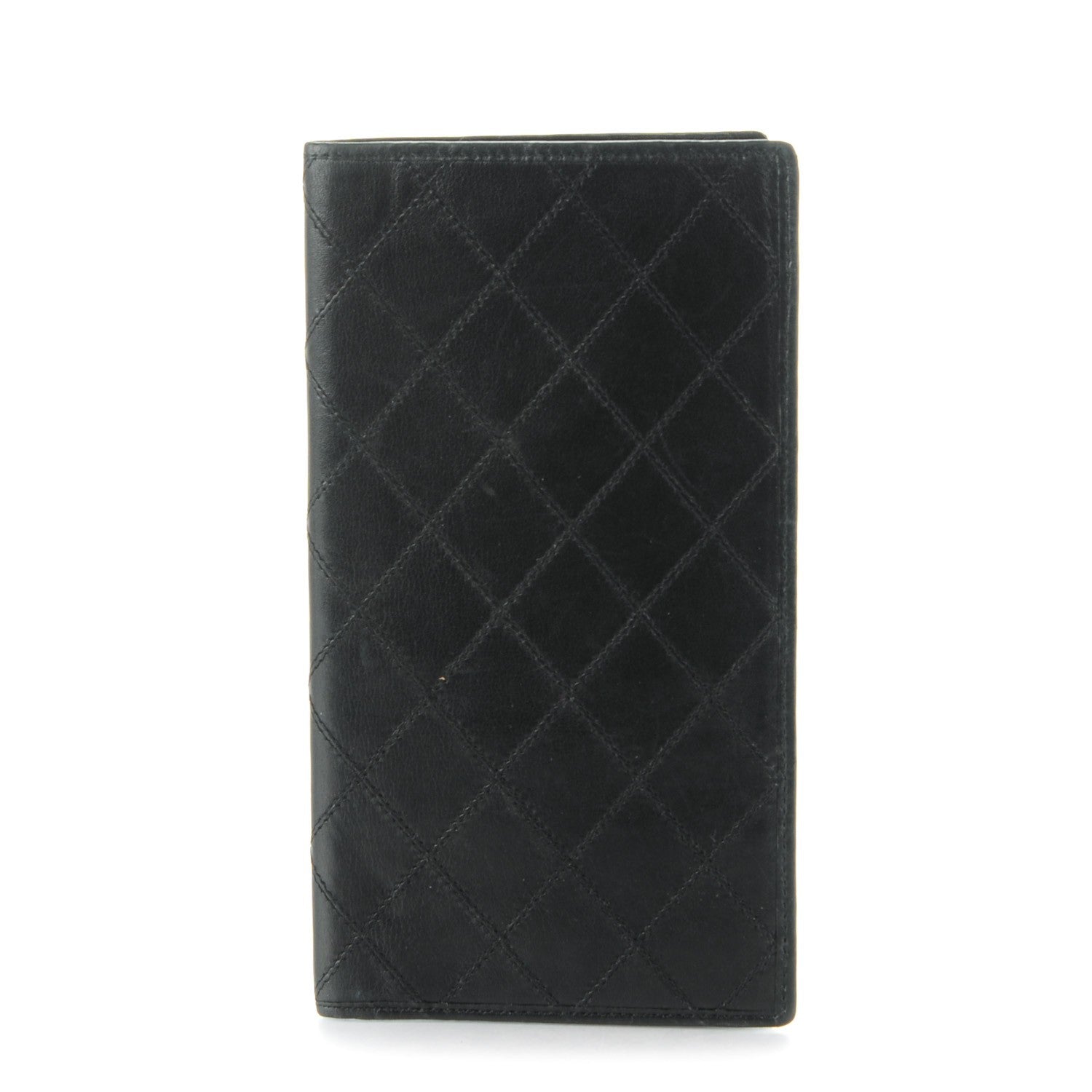 Chanel Lambskin Diamond Stitched Yen Wallet Black 1 of 8