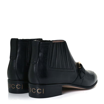 Gucci Waxed Calfskin Womens Ankle Boots 37 Black 4 of 14