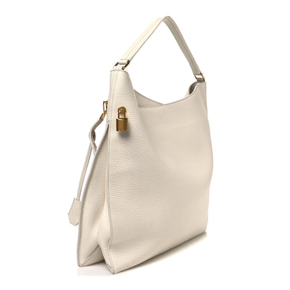 Tom Ford Pebbled Calfskin Large Alix Padlock Zip Hobo Bag Chalk 2 of 9