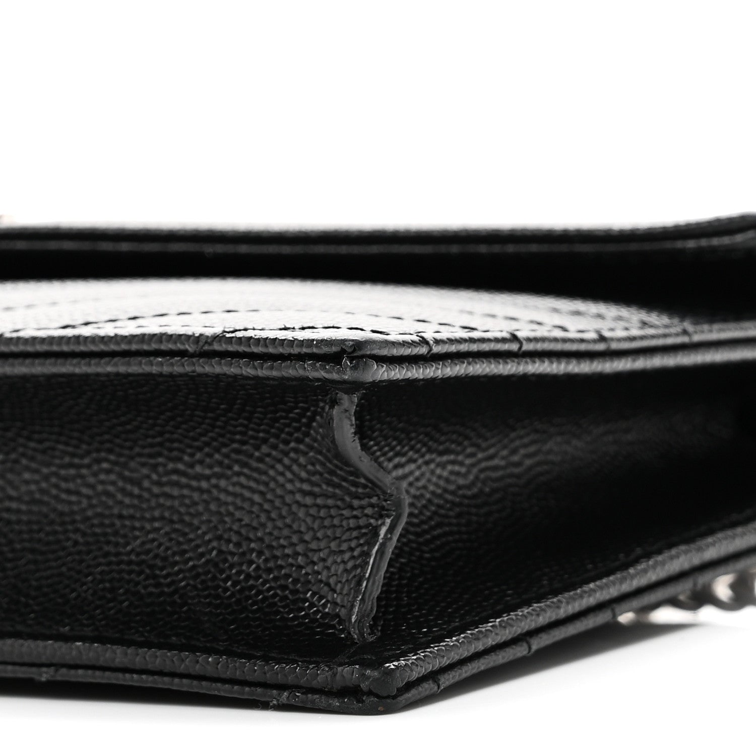 Saint Laurent Grain De Poudre Matelasse Chevron Monogram Envelope Chain Wallet Black 9 of 9