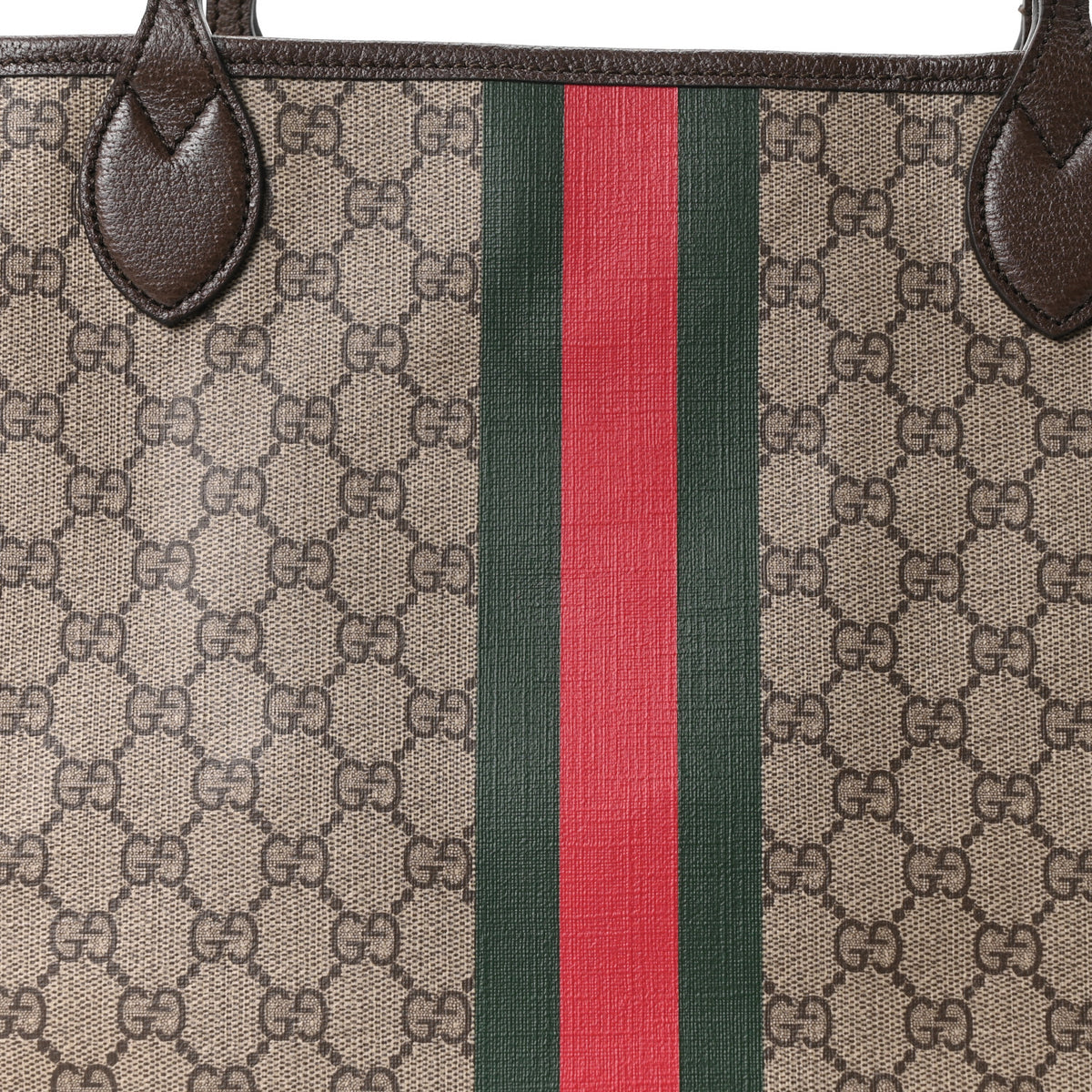 Gucci GG Supreme Monogram Textured Dollar Calfskin Web Large Ophidia Tote Beige Ebony New Acero 9 of 11
