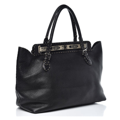 Fendi Calfskin Romano Selleria Large Villa Borghese Tote Black 3 of 10
