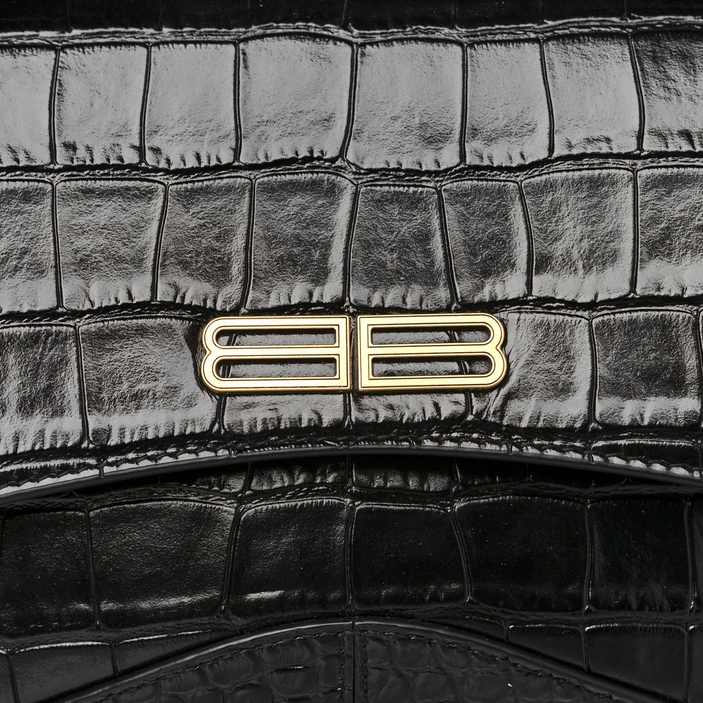 Shiny Super Supple Calfskin Crocodile Embossed Medium XX Flap Bag Black