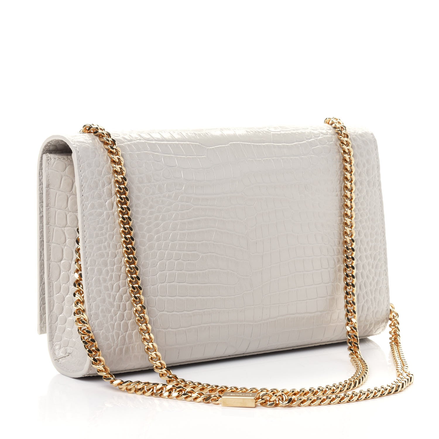 Saint Laurent Calfskin Crocodile Embossed Medium Classic Monogram Kate Tassel Satchel Crema Soft 2 of 4