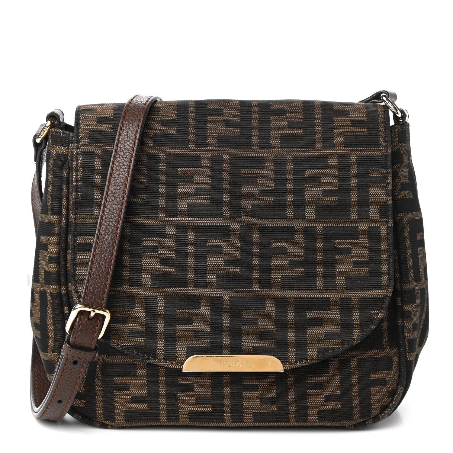 Fendi Zucca Vitello Artic Small Messenger Bag Tobacco Castagna 1 of 10