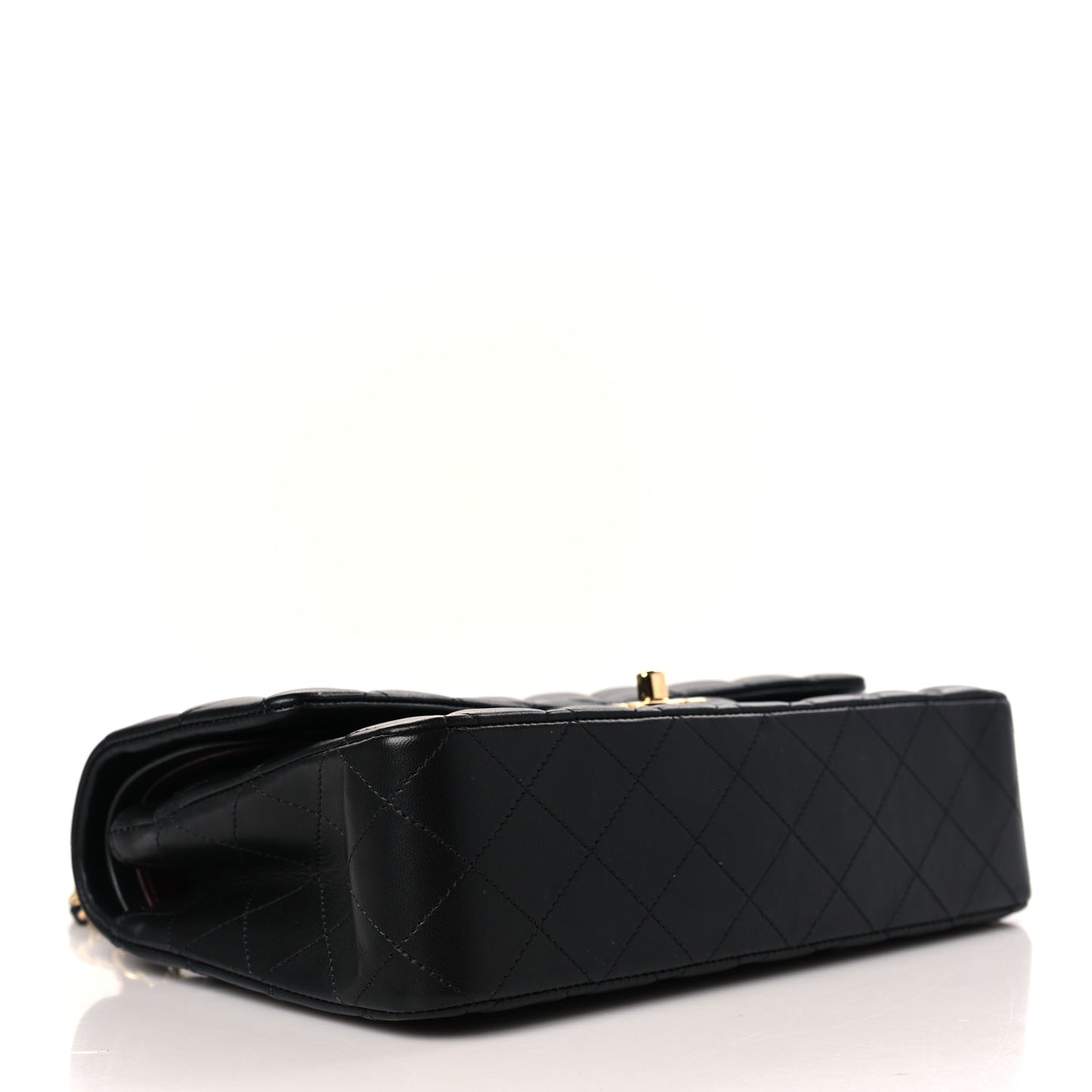 Lambskin Quilted Medium Double Flap Black