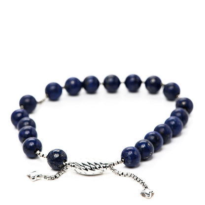 David Yurman Sterling Silver Lapis Lazuli 8mm Spiritual Beads Adjustable Bracelet 2 of 3