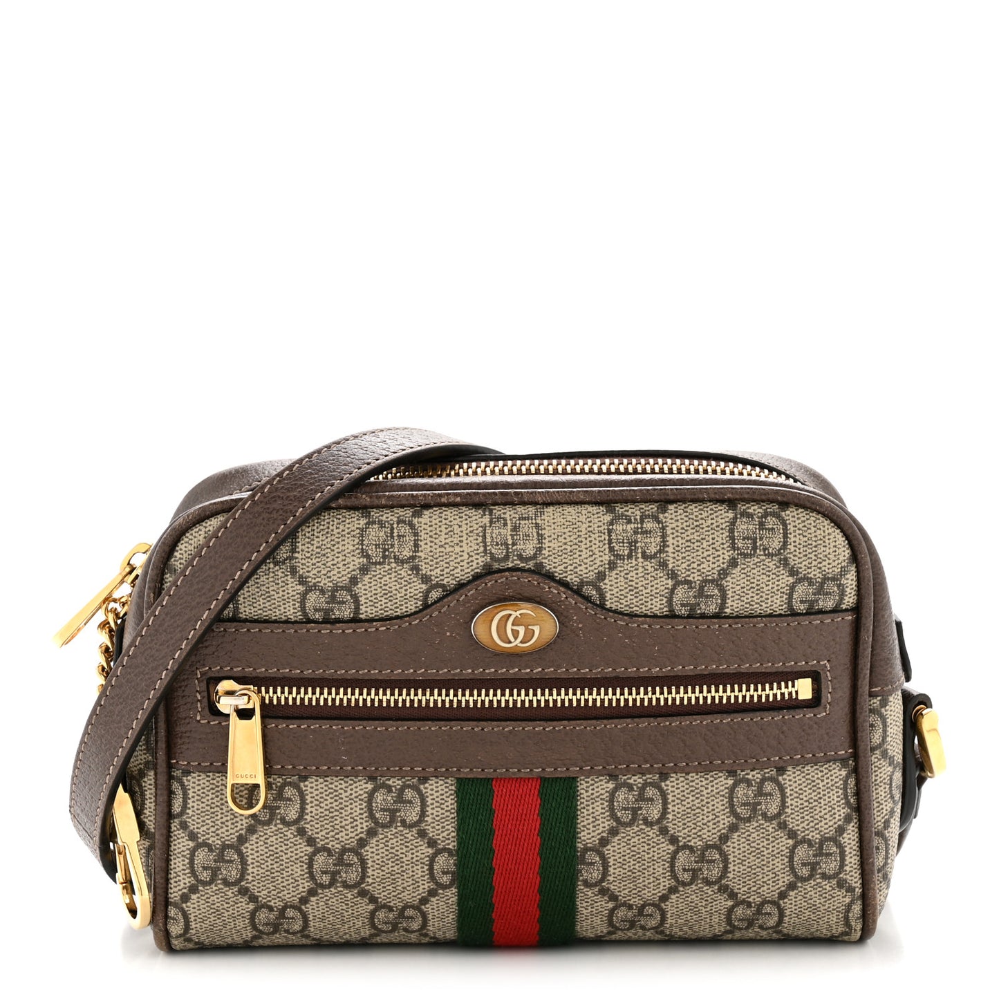 GG Supreme Monogram Web Mini Ophidia Shoulder Bag Brown