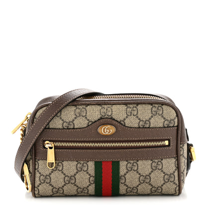 Gucci GG Supreme Monogram Web Mini Ophidia Shoulder Bag Brown 1 of 13