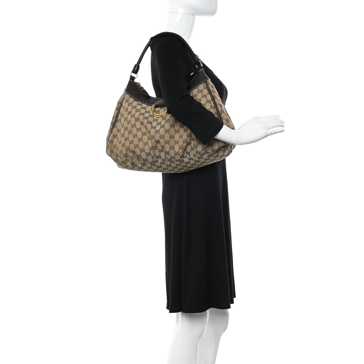 Gucci Monogram Large D Gold Hobo Dark Brown 2 of 15