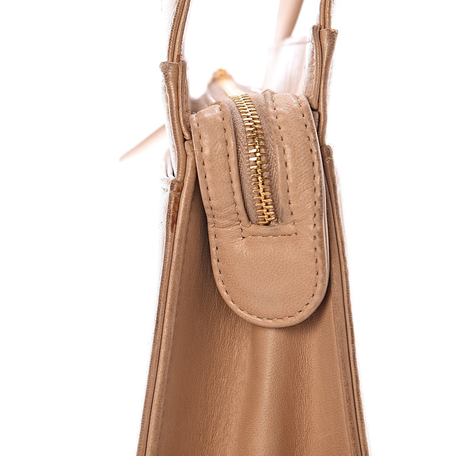 Chanel Lambskin Stitched Logo Tote Beige 11 of 16