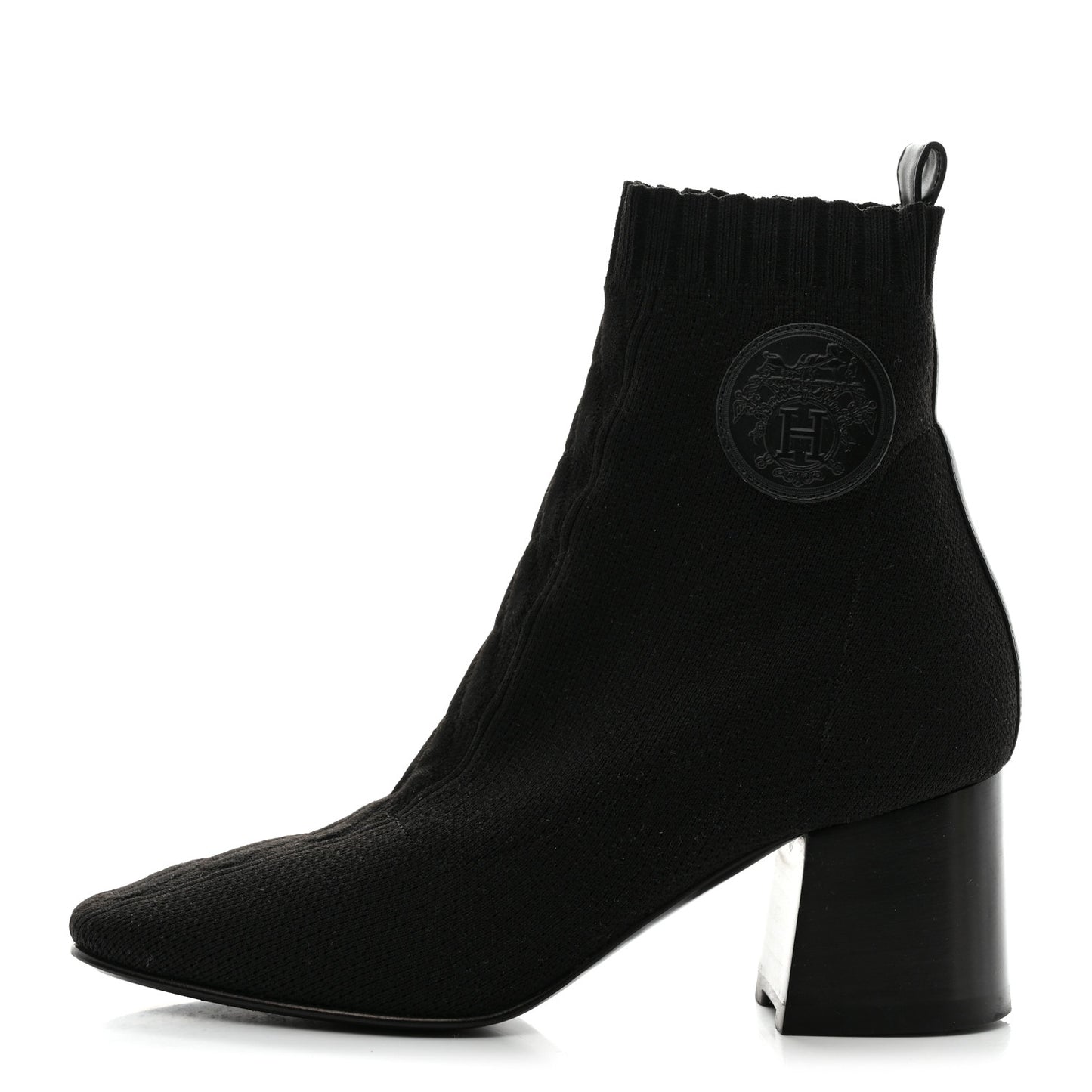 Knit Calfskin Volver 60 Ankle Boots 35 Black