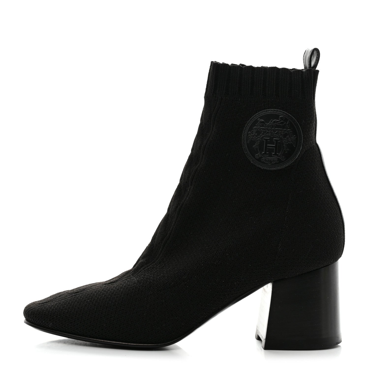Hermes Knit Calfskin Volver 60 Ankle Boots 35 Black 1 of 9