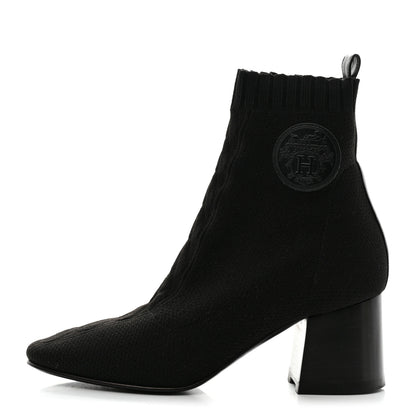 Hermes Knit Calfskin Volver 60 Ankle Boots 35 Black 1 of 9